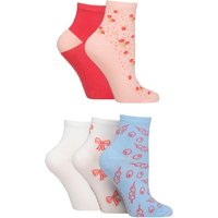 5 Pair Plain Patterned Bamboo Anklet Socks Patterned Tuscan 4 8