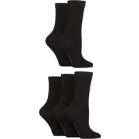 Women's 5 Pair SOCKSHOP Plain, Patterned and Striped Bamboo Socks Plain Black 4-8