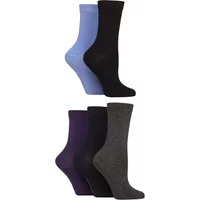 Women's 5 Pair SOCKSHOP Plain, Patterned and Striped Bamboo Socks Plain Black / Navy / Grey 4-8