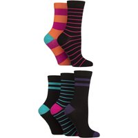 5 Pair Plain Patterned Striped Bamboo Socks Stripe Bright 4 8