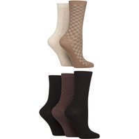 5 Pair Plain Patterned Striped Bamboo Socks Texture Cocoa 4 8