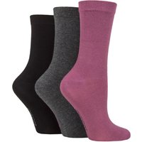 3 Pair Patterned Plain Striped Bamboo Socks Grey Damson Plain 4 8