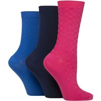 3 Pair Patterned Plain Striped Bamboo Socks Textured Cobalt Energy 4 8