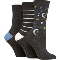 3 Pair Patterned Plain Striped Bamboo Socks Celestial Patterned 4 8
