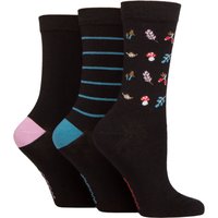 3 Pair Patterned Plain Striped Bamboo Socks Woodland Patterned 4 8
