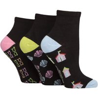 3 Pair Plain Patterned Bamboo Ankle Socks Patterned Sole Ocean View 4 8