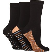 3 Pair Patterned Plain Striped Bamboo Socks Patterned Sole Crisp Winter 4 8