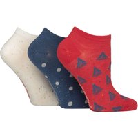 3 Pair Speckled Bamboo Trainer Socks Nautical 4 8