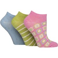 3 Pair Speckled Bamboo Trainer Socks Ocean View 4 8