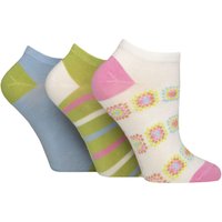 3 Pair Bamboo Trainer Socks Smooth Toe Seams Ocean View Patterned 4 8