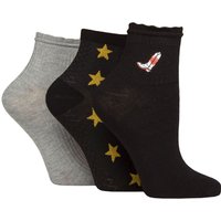 3 Pair Frill Welt Ribbed Bamboo Anklet Socks Winter Cowboy 4 8