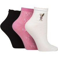3 Pair Frill Welt Ribbed Bamboo Anklet Socks Cocktail 4 8