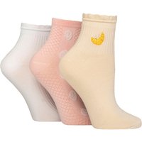 3 Pair Frill Welt Ribbed Bamboo Anklet Socks Croissant 4 8