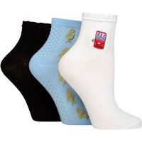 3 Pair Frill Welt Ribbed Bamboo Anklet Socks Sardines 4 8