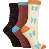 3 Pair Patterned Pelerine Bamboo Socks Bows 4 8