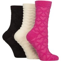 3 Pair Bamboo Textured Patterned Socks Bows Stripes Hearts 4 8