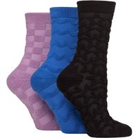 3 Pair Bamboo Textured Patterned Socks Cobalt Energy 4 8