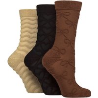3 Pair Bamboo Textured Patterned Socks Fresh Coffee 4 8