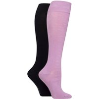 2 Pair Plain Patterned Bamboo Knee High Socks Smooth Toe Seams Petal 4 8