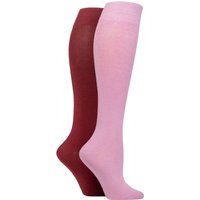2 Pair Plain Patterned Bamboo Knee High Socks Smooth Toe Seams Smokey 4 8