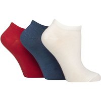 3 Pair Patterned Striped Plain Ribbed Mesh Bamboo Trainer Socks Nautical Plain 4 8