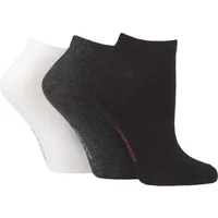 Women's 3 Pair SOCKSHOP Patterned, Striped, Plain, Ribbed and Mesh Bamboo Trainer Socks Black / White / Grey Plain 4-8