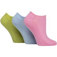 3 Pair Patterned Striped Plain Ribbed Mesh Bamboo Trainer Socks Ocean View Ribbed 4 8