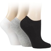 3 Pair Bamboo Ribbed No Show Socks Grey White 4 8