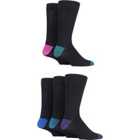 5 Pair Jewel Black Contrast Heel Toe Bamboo Socks 7 11