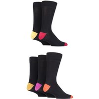 5 Pair Hot Black Contrast Heel Toe Bamboo Socks 7 11