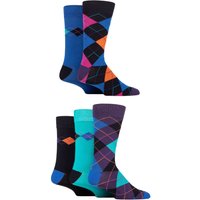 5 Pair Plain Striped Patterned Bamboo Socks Argyle Peacock 7 11