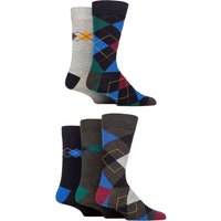 5 Pair Plain Striped Patterned Bamboo Socks Argyle Royal 7 11