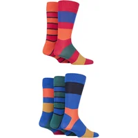 5 Pair Bold Classic Bright Striped Bamboo Socks Men's 7-11 Mens - SOCKSHOP
