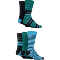 Mens 5 Pair SOCKSHOP Plain, Striped and Patterned Bamboo Socks Navy / Racing Green 7-11 Mens