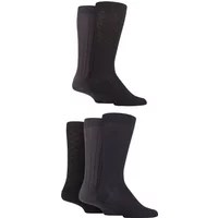 Mens 5 Pair SOCKSHOP Plain, Striped and Patterned Bamboo Socks Black Navy Grey Textured 7-11 Mens