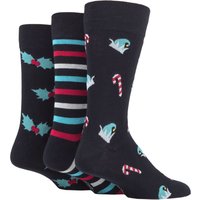 3 Pair SOCKSHOP Christmas Bamboo Socks Candy Cane Stripe Holly 7 11