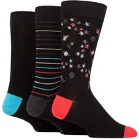 3 Pair Plain Patterned Striped Heel & Toe Bamboo Socks Rockets 7 11