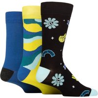 3 Pair Plain Patterned Striped Heel & Toe Bamboo Socks Lime 7 11