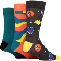 3 Pair Plain Patterned Striped Heel & Toe Bamboo Socks Mandarin 7 11