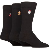3 Pair Christmas Patterned Embroidered Bamboo Socks Santa 6 11
