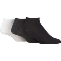 3 Pair Bamboo Plain Patterned Trainer Socks Smooth Toe Seams Charcoal White 7 11