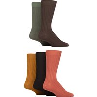 5 Pair Bamboo Leisure Ribbed Socks Terracotta 7 11