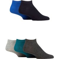 5 Pair Bamboo Striped Plain Trainer Socks Blues 7 11