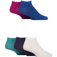 5 Pair Bamboo Striped Plain Trainer Socks Jewels 7 11