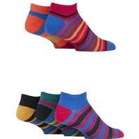 5 Pair Classic Bright Bamboo Striped Trainer Socks Men's 7-11 Mens - SOCKSHOP