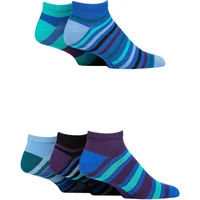 5 Pair Jewel Bamboo Striped Trainer Socks Men's 7-11 Mens - SOCKSHOP