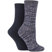 2 Pair Chunky Rib Cotton Boot Socks 4 8