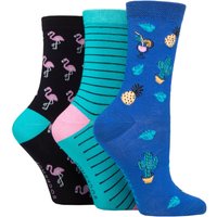 3 Pair Lazy Panda Novelty Bamboo Socks Tropical 4 8