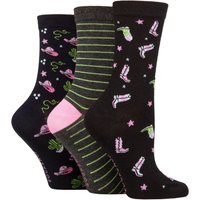 3 Pair Lazy Panda Novelty Bamboo Socks Cowboy 4 8