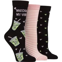 3 Pair SOCKSHOP Novelty Bamboo Socks Matcha My Vibe 4 8